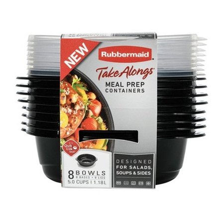 RUBBERMAID Take Alongs 5 cups Black Food Container and Lid 8 pk, 8PK 2077545